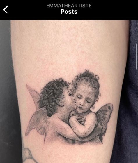 Cupid Tattoo, Cherub Tattoo, Small Meaningful Tattoos, Geniale Tattoos, Girly Tattoos, Angel Tattoo, Baby Tattoos, Dope Tattoos, Small Tattoo