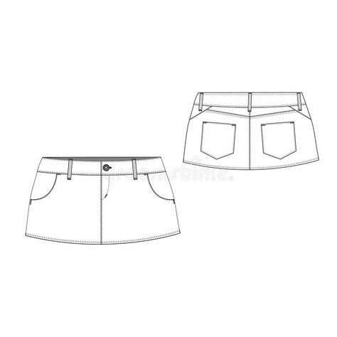 Mini Skirt stock illustration Mini Skirt Design Sketch, Mini Skirt Template, How To Draw Mini Skirt, Jean Skirt Drawing, Mini Skirt Flat Sketch, Mini Skirt Drawing Reference, Denim Skirt Technical Drawing, Mini Skirt Technical Drawing, Mini Skirt Sketch