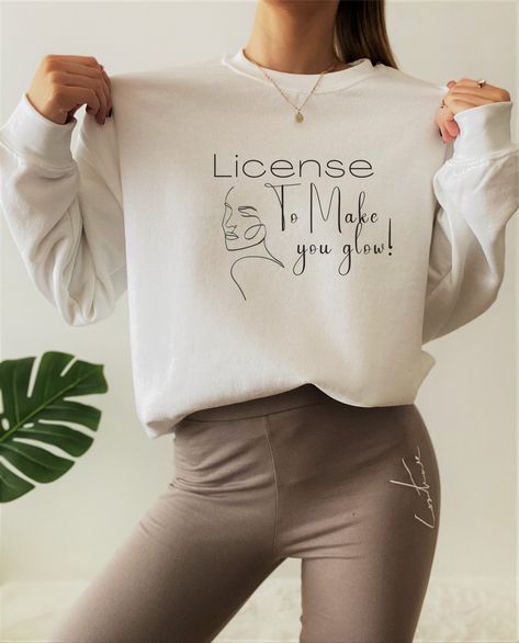 Aesthetician crewneck Gift for Makeup Artist Shirt For Beauty Boss Pullover For Esthetcian Gift for Spray Tan Studio Grand Opening Gift Makeup Artist Tshirt, Esthetician Clothes, Spray Tan Studio, Aesthetic Loft, Esthetician Apparel, Hair Stylist Outfit, Esthetician Inspiration, Gifts For Makeup Lovers, Glam Studio