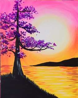 Tree Of Life Painting, Easy Landscape Paintings, Acrylic Painting Ideas, Painting Ideas For Beginners, Easy Acrylic Painting, Sunrise Painting, Paint Nite, Painting Canvases, Simple Canvas Paintings