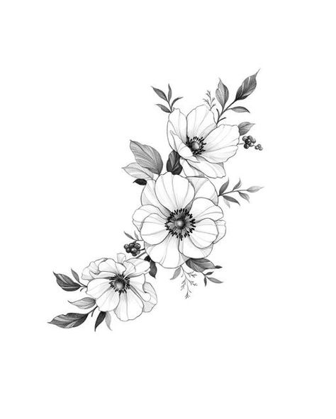 Anemones Flower Tattoo, Black And White Flower Tattoo Designs, Anemone Flower Tattoo Design, Anemone Tattoo Design, Anemones Tattoo, Fineline Flower Tattoo Design, Anenome Flower Tattoos, Small Floral Tattoo Design, Small Flower Tattoo Designs