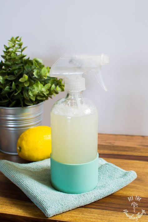 glass spray bottle of 2-ingredient diy all-purpose cleaner safe and natural Dr Bronner's Soap, Diy Bathroom Cleaner, Natural Cleaners Diy, Diy All Purpose Cleaner, Natural Cleaning Products Diy, Homemade Cleaning Supplies, Natural Cleaning Recipes, Natural Disinfectant, Diy Cleaning Products Recipes