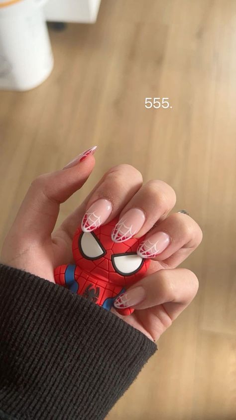 Almond French Tip, Marvel Nails, Paznokcie Hello Kitty, Long Almond, Band Nails, Hello Nails, Punk Nails, Cute Simple Nails, Really Cute Nails