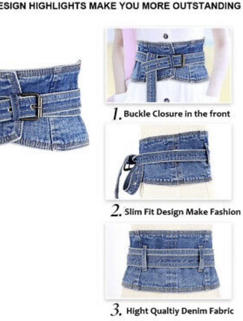 Diy Clothes Jeans, Vestiti In Jeans, Denim Diy Clothes, Corset Fashion Outfits, Belt Jeans, Clothing Upcycle, Clothes Jeans, Denim Ideas, Shoe Trends