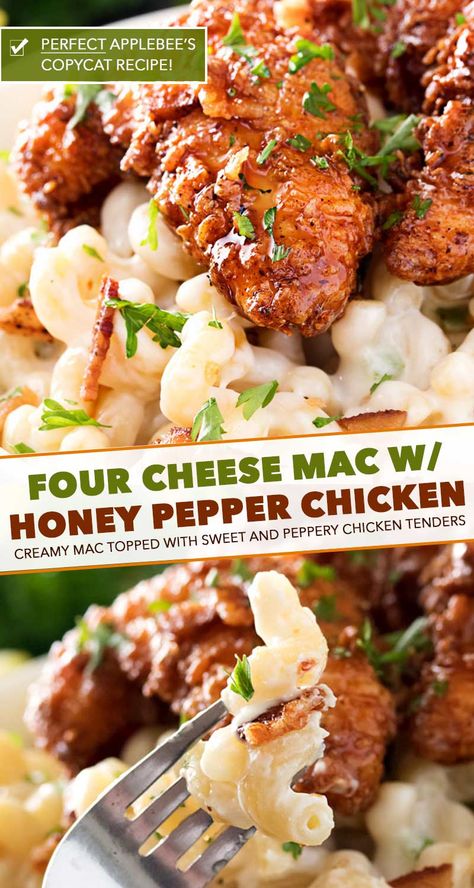 4 Cheese Mac And Cheese, Cheese With Honey, Honey Pepper Chicken, Applebees Copycat Recipes, Applebees Recipes, Cheese Mac And Cheese, The Chunky Chef, Chunky Chef, Copykat Recipes