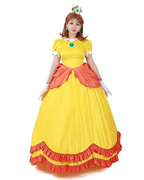 Princess Daisy Cosplay, Daisy Cosplay, Princess Daisy Costume, Pink Princess Costume, Daisy Costume, Mario Costume, Nintendo Princess, Halloween Princess, Yellow Costume