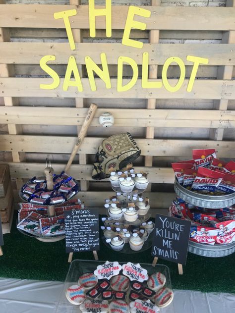 Sand Lot Birthday, The Sandlot 1st Birthday Party, Sandlot Cupcakes, Sandlot Party Ideas, Sandlot Party Decorations, Sandlot Cake, Sandlot Themed Birthday Party, Sandlot Birthday Party Decorations, The Sandlot Party