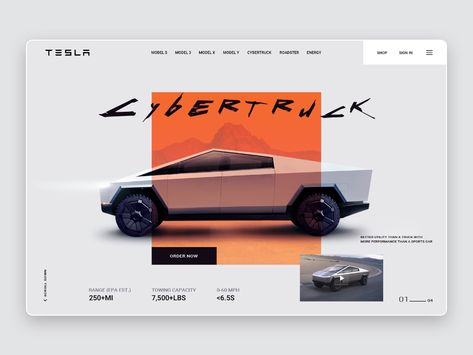 Tesla Cybertruck | Main Page Concept by Anna on Dribbble Car Ui, Tesla Cybertruck, 광고 디자인, Best Web Design, Design Jobs, Web Layout, Futuristic Cars, Web Design Company, Email Design