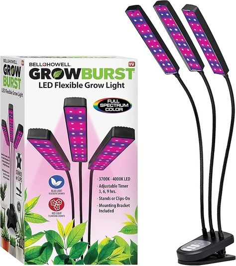 Amazon.com: Bell+Howell Growburst 24” Indoor Plant Growing Lamp with 8 Brightness Settings, 3 Light Modes Including Full Spectrum UV Light As Seen On TV : Patio, Lawn & Garden Plants Lighting, Indoor Plant Lights, Indoor Grow Lights, Indoor Grow, Light Panels, Grow Lights For Plants, Plant Lights, Out Of Space, Led Grow Light