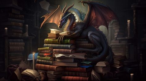 Dragon Perched, Gothic Library, Dragon Hoard, Castle Background, Library Aesthetic, Dragon City, Computer Wallpaper Desktop Wallpapers, Fantasy Background, City Background