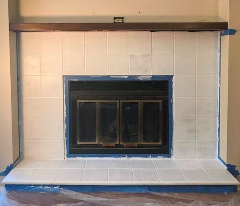 Fireplace Makeover: How to Paint Tiles–Including the Grout! — Aesthetic Interiors How To Paint Fireplace, How To Paint Tiles, Paint Fireplace Tile, Bonding Primer, Tile Around Fireplace, Paint Tiles, Paint Tile, Fireplace Tiles, Fireplace Redo