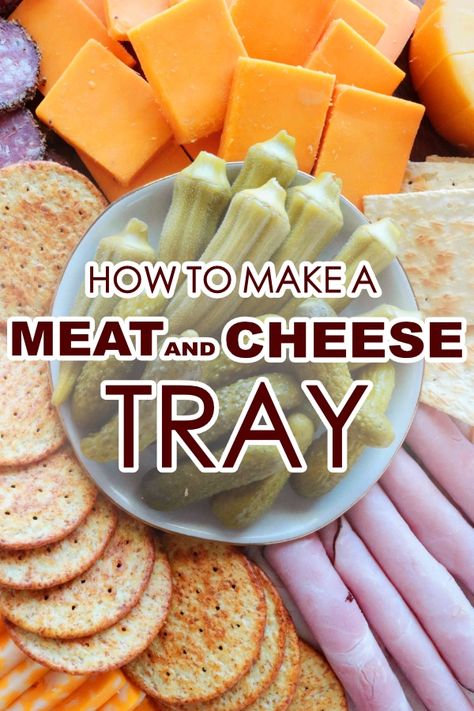 Meat and Cheese Tray | How to make an easy and budget-friendly Meat and Cheese Tray! Choose from a simple selection of cheeses, meats, and crackers for the perfect party platter. #appetizer #fingerfood #partyfood #charcuterieboard #charcuterie Cheese Tray Ideas Easy, Ham And Cheese Platter Ideas, Easy Meat And Cheese Tray, Diy Meat And Cheese Tray, Meat And Cheese Tray Ideas Easy, Meat Trays Ideas Diy Party Platters, Lunch Meat Trays Party Platters, Cheese And Cracker Tray Ideas Simple, Meat And Cheese Tray Ideas