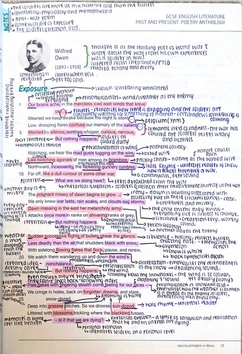 Page 1/2 Poem Analysis Gcse, Exposure Poem Analysis, Revision English, English Literature Poems, Literature Poems, Gcse Poems, Eng Poetry, English Gcse Revision, English Gcse