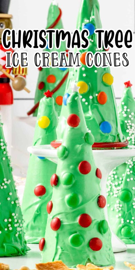 Ice Cream Cone Tree Decorating, Candy Filled Ice Cream Cone Christmas Trees, Christmas Tree Waffle Cones For Kids, Christmas Tree Cone Decorating, Ice Cream Cone Christmas Tree Decorating, Ice Cream Party School, Classroom Christmas Crafts 3rd Grade, Kids Christmas Treats Easy, Ice Cream Cone Trees Christmas