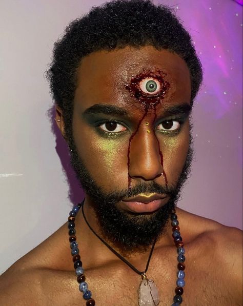 Third Eye Makeup, Simple Witch Makeup, Mens Halloween Makeup, Makeup Special Effects, Demon Makeup, Creepy Makeup, Horror Make-up, Witch Makeup, Horror Makeup