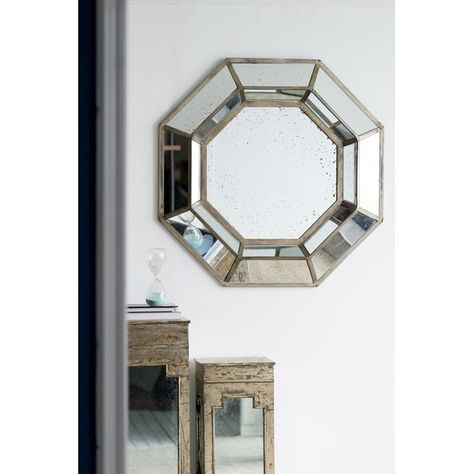 Octagonal Mirror, Octagon Mirror, Transitional Spaces, Wood Wall Mirror, Vintage Living Room, Living Room Mirrors, Accent Mirror, Modern Accents, Mirrors Wayfair