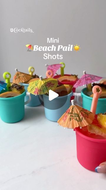 Cocktails (21+ to follow) on Instagram: "Get ready for summer days with these Mini Beach Pail Shots! ☀️⛱️ They’re perfect for a hot day! 🌊 Grab the mini beach pails through the link in our bio!🤩 @cocktails may earn commission through links on our socials #minibeachpailshots #minibeachpails #shots #maliburum #rum #summershots #summercocktails #beach #summer #pineapple #grapefruit" Beach Pail Drinks, Shotcuterie Board, Beach Cocktail Hour, Mini Cocktails, Summer Shots, Beach Pail, Desert Drinks, Beach Shots, Summer Pineapple