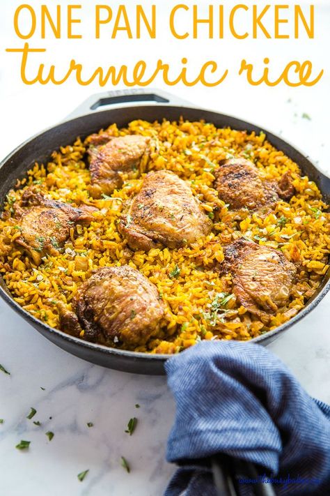 Rice Turmeric, Chicken Turmeric, Turmeric Rice, Turmeric Recipes, One Pan Chicken, Easy Weeknight Dinner, Pan Chicken, Camping Recipes, How To Cook Rice