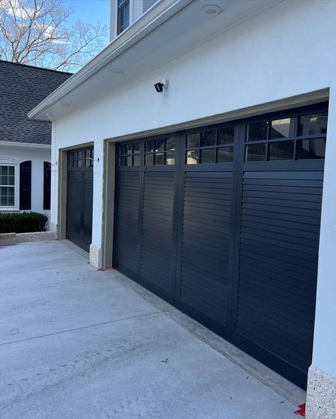 An alteration we did to some Haas garage doors late last year. The original style was shaker. The slats were cnc cut out of exterior grad... | Instagram Haas Garage Doors, Garage, Garage Doors, House Exterior, Doors, Exterior, The Originals, Instagram