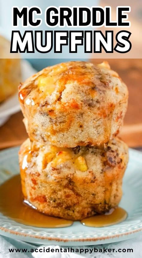 McGriddle Muffins bring all the flavors of your favorite fast food breakfast sandwich with a fraction of the cost! These easy muffins take just a few minutes to make and freeze wonderfully for a breakfast option your kids will love! Fast Filling Breakfast, Meals In A Budget, Breakfast Muffins With Pancake Mix And Sausage, Healthy Handheld Breakfast, Gluten Free Mcgriddle Recipe, Breakfast Sausage Muffins Bisquick, Sausage Mc Griddle Muffins, Sausage Egg Pancake Muffins, Breakfast Ideas Using Bisquick