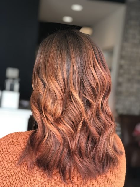 Pumpkin Spice Balayage Brunette, Pumpkin Balayage, Pumpkin Apricot Spice Hair, Pumpkin Spice Hair Color Brunette, Pumpkin Spice Balayage, Pumpkin Highlights, Pumpkin Spice Hair Color, Brunette Hair Color With Highlights, Pumpkin Spice Hair