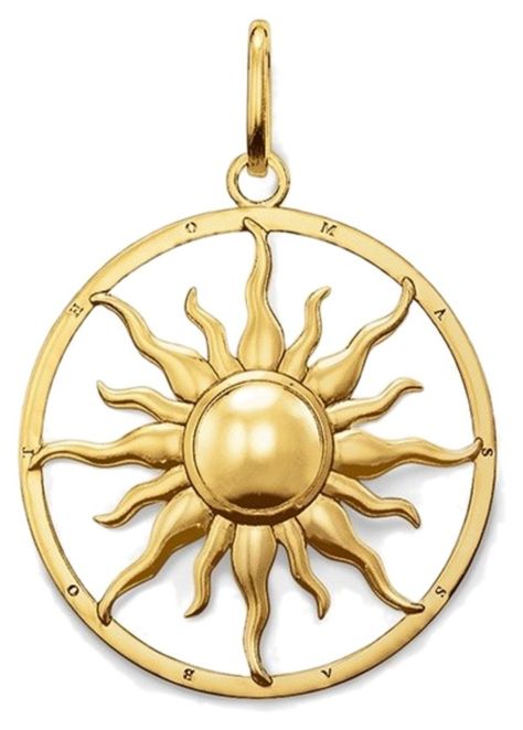 "Untitled #3359" by daughteroflightning on Polyvore featuring Thomas Sabo Gold Pendants For Men, Glam Jewelry, Sun Pendant, Going For Gold, Floating Charms, Gold Sun, 18k Gold Jewelry, Thomas Sabo, Pendant Design