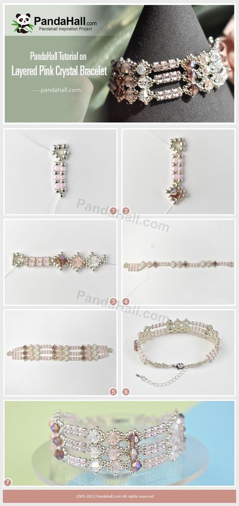 Rice Bead Bracelet, Pink Crystal Bracelet, Diy Jewelry Set, Braided Bracelet Diy, Diy Beaded Rings, Diy Jewelry Inspiration, Beading Jewelery, Diy Bracelets Easy, Diy Bracelets Patterns