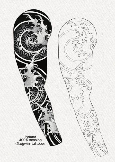 Tato Irezumi, Geometric Tattoo Sleeve Designs, Koi Tattoo Design, Medusa Tattoo Design, Dr Woo, Geometric Mandala Tattoo, Geometric Sleeve Tattoo, Last Kingdom, Realistic Tattoo Sleeve