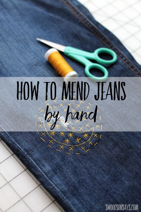 Mending Jeans By Hand, Jean Mending, Hand Stamped Fabric, Free Pdf Sewing Patterns, Sewing School, Make Do And Mend, Visible Mending, Handwork Embroidery Design, Sewing Tutorials Free