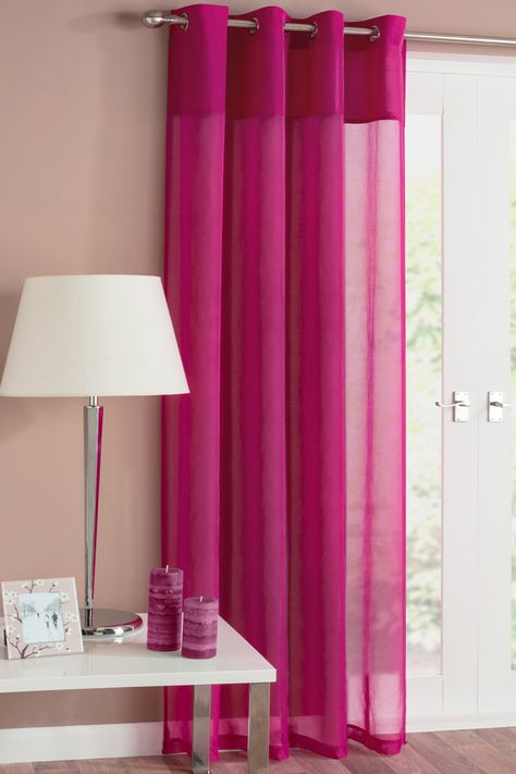 Rio Eyelet Voile Panel - Pink Panama Style, Cafe Rod, Style Header, Voile Panels, Tab Curtains, Made To Measure Blinds, Net Curtains, Voile Curtains, Window Types