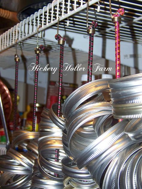 Canning Jar Organization, Storing Mason Jar Lids And Rings, Canning Organization Storage Solutions, How To Store Canning Rings, Canning Ring Storage Ideas, Mason Jar Lid Storage Ideas, Canning Room Ideas, Canning Lid Storage, Canning Kitchen Ideas