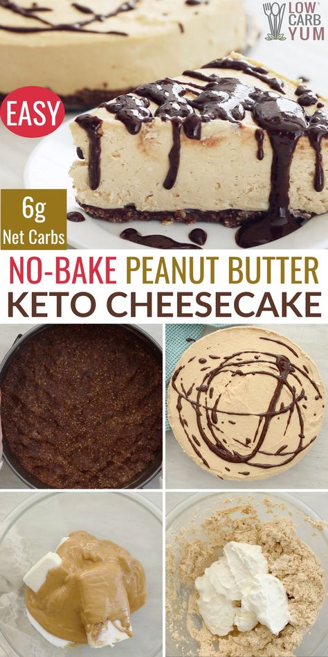 Keto Peanut Butter Cheesecake, No Bake Peanut Butter Cheesecake, Dinner Recipes Healthy Low Carb, Keto Peanut Butter, No Bake Peanut Butter, Low Carb Low Fat Recipes, Low Carb Peanut Butter, Low Carb Cheesecake, Low Carb Low Sugar