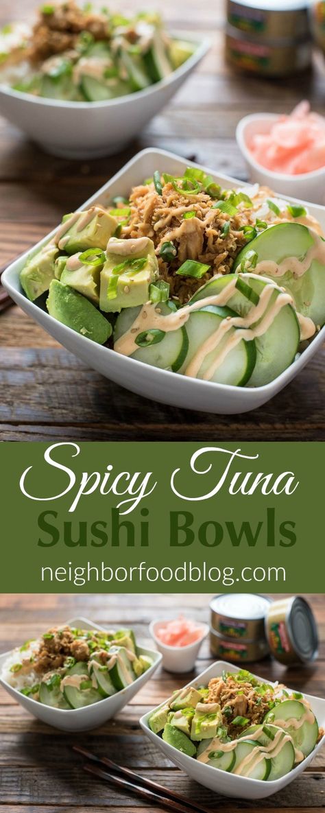 This Spicy Tuna Sushi Bowl Recipe is a great quick and healthy dinner for busy weeknights. Tuna Sushi Bowl Recipe, Tuna Sushi Bowl, Spicy Tuna Sushi, Sushi Bowl Recipe, Sushi Bowls, Japanese Diet, Tuna Sushi, Sushi Bowl, Spicy Tuna