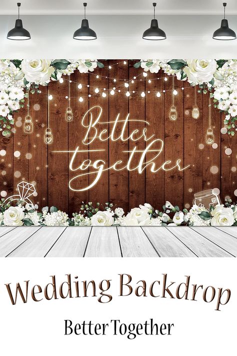 Better Together Backdrop  
Farmhouse Rustic Rural Wooden Plank and White Flowers for Bridal Shower, Wedding Photography Background, Banner Photo Shoot or Decor Props for a photo booth. Can also be used behind the sweetheart table during the wedding reception.
7Wx5H Feet Fabric Polyester Wedding Toast Photos, Floral Party Theme, Harvest Wedding, Wedding Theme Design, 70s Theme Party, Rustic Wedding Backdrops, Wooden Plank, Banner Photo, Cowboy Wedding