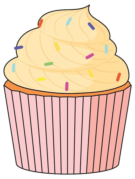 Cupcake with cream and sprinkles | Free Vector #Freepik #freevector #food-clipart #cupcake #cupcake-background #cake-cartoon Cupcake Background, Cupcake Cartoon, Background Cake, Cake Cartoon, Cartoon Cupcakes, Cupcake Clipart, Food Clipart, Book Ideas, Sprinkles