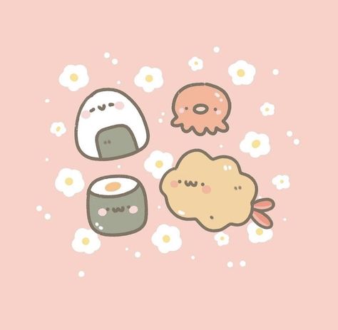 sushi me Kawaii Food Background, Sushi Cute Cartoon, Sushi Drawing Aesthetic, Sushi Cute Drawing, Sushi Drawing Cute, Kawaii Sushi Drawing, Cute Sushi Drawing, Penpal Themes, Sushi Doodle