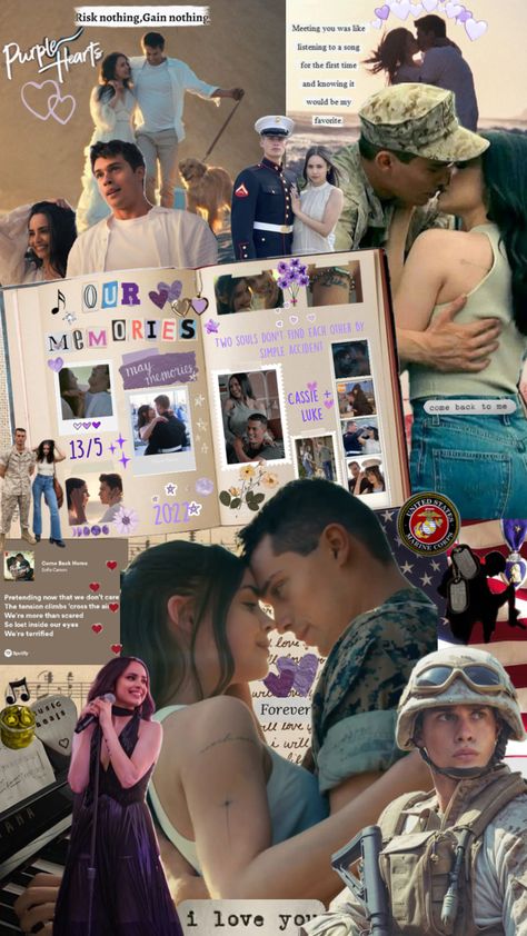 Sofia Carson And Nicholas Galitzine, Cassie And Luke, Purple Heart Movie, Purple Hearts Movie, Heart Couple, Aesthetic Shuffles, Couples Poster, Purple Hearts, Sofia Carson