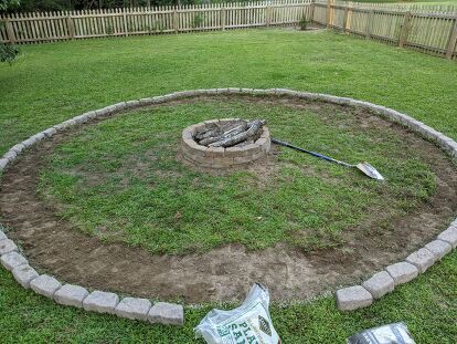 We bought our house almost 6 years ago and let’s just say, the backyard needed some love. There were some overgrown flower beds and a pretty sad excuse for a fire pit that the previous owners had left behind. We moved into our house in the fall and by early spring, we had already replaced the sad, dilapidated looking brick circle “fire pit” for a much nicer kit that we found at Lowe’s. I wish I could say that once we upgraded the fire pit ring and the stones that we used it all… Circle Fire Pit, Diy Fire Pit Area, Brick Circle, Outdoor Firepits, Fire Pit Size, Fire Pit Seating Area, Fire Pit Ring, Fire Pit Landscaping, Fire Pit Seating