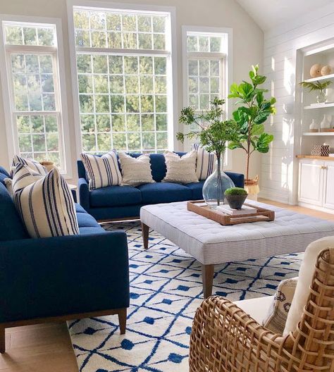 THREE INSTAGRAM ACCOUNTS TO FOLLOW Blue Couch Living, Blue Sofa Living, Blue Sofas Living Room, Blue Couch Living Room, Blue Couch, Furnitur Ruang Keluarga, Blue Living Room Decor, Blue Couches, Blue Living Room