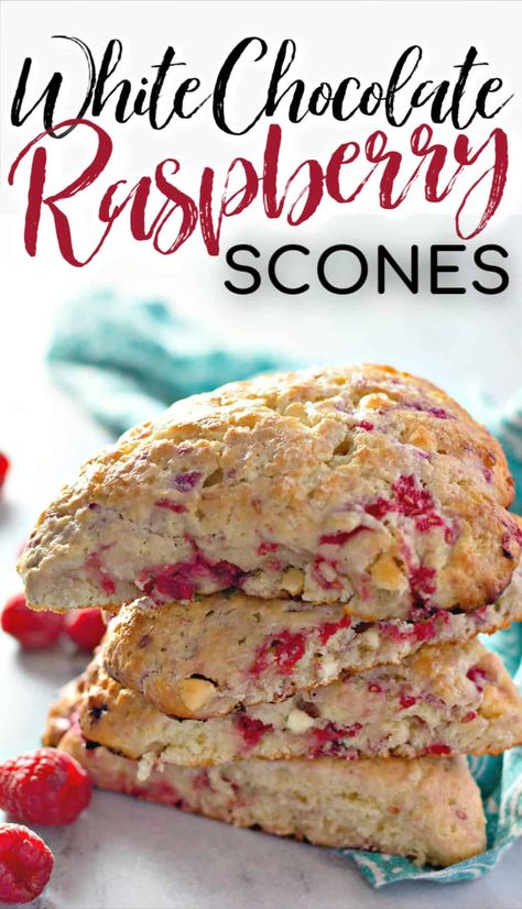 Strawberry Cream Cheese Breakfast, Raspberry White Chocolate Scones, Chocolate Raspberry Scones, Buttery Scones, White Chocolate Raspberry Scones, White Chocolate Scones, Cream Cheese Breakfast, Raspberry Scones, Raspberry White Chocolate