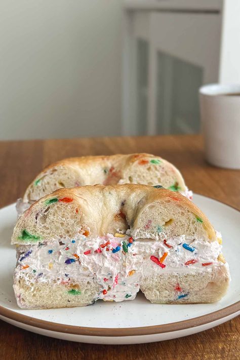 Funfetti Sourdough Bagels - Jesha's Funfetti Sourdough Bagels, Best Sourdough Bagels, Funfetti Bagels, Sourdough Starter Bagels, Homemade Sourdough Bagels, Confetti Sourdough Bread, Jesha’s Bakery, Strawberry Sourdough Bagels, Funfetti Sourdough Bread