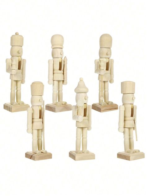 1pc/6pcs Nutcracker Christmas Wooden Soldier Shape Diy Blank Unpainted Nutcracker Puppet Walnut Clamp Decoration for Sale Australia| New Collection Online| SHEIN Australia Nutcracker Figures, Holiday Party Favors, Christmas Craft Projects, Nutcracker Soldier, Nutcracker Ornaments, Navidad Diy, Favorite Paint, Diy Projects Videos, Floral Craft