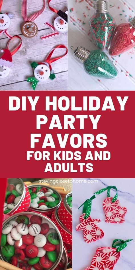 Christmas Party Gift Bags For Adults, Small Gifts For Christmas Party, Xmas Party Favors For Adults, Homemade Christmas Party Favors, Christmas Diy Favors, Diy Christmas Table Favors, Christmas Candy Favors, Easy Christmas Goodie Bags, Christmas Favors Ideas Diy