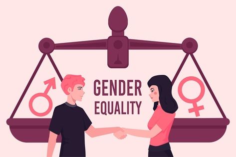 Gender equality concept with man and wom... | Free Vector #Freepik #freevector #woman #social #man #justice Gender Equality Poster Design, Gender And Development Posters, Gender Sensitivity Poster, Equality Poster Art, Women Equality Poster, Creative Posters On Gender Equality Drawing, Gender Inequalities Illustration, Poster About Gender Equality, Gender Equality Activities