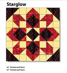 STARGLOW free PDF block pattern. Free version of Thimble Blossoms FIREWORKS Quilt. Practice half square triangles and flying geese. Blocks are big enough to show off fussy cuts for favorite prints. Quilt requires 16 fat quarters. Finished blocks are 16 inches. Sixteen snowballed blocks make a 68″ x 68″ throw. Fireworks Quilt Pattern, Fireworks Quilt Block, Fireworks Quilt Block Pattern Free, 16 Inch Quilt Blocks, 16 Inch Quilt Block Pattern Free, Fireworks Quilt, Thimble Blossoms, Crochet Unicorn Pattern, Patchwork Ideas