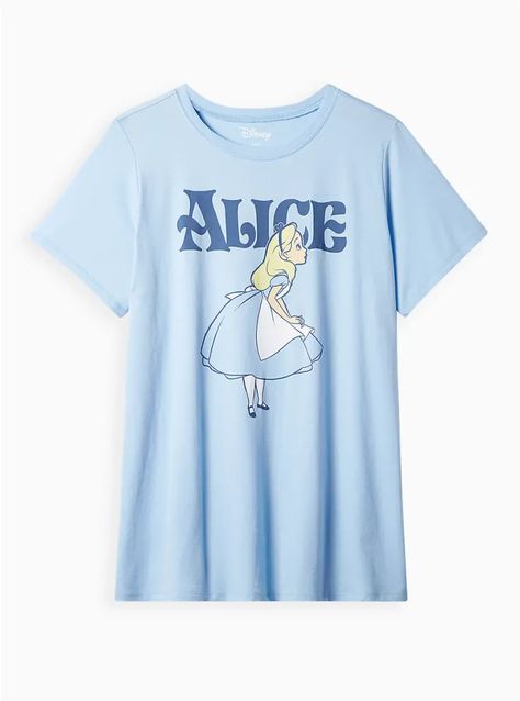 Alice In Wonderland Graphic, Alice In Wonderland Blue, Disney Alice In Wonderland, Lace Short Sleeve Top, Clothes Aesthetic, Blue Graphic, Red Tank Tops, Disney Alice, Black Crewneck