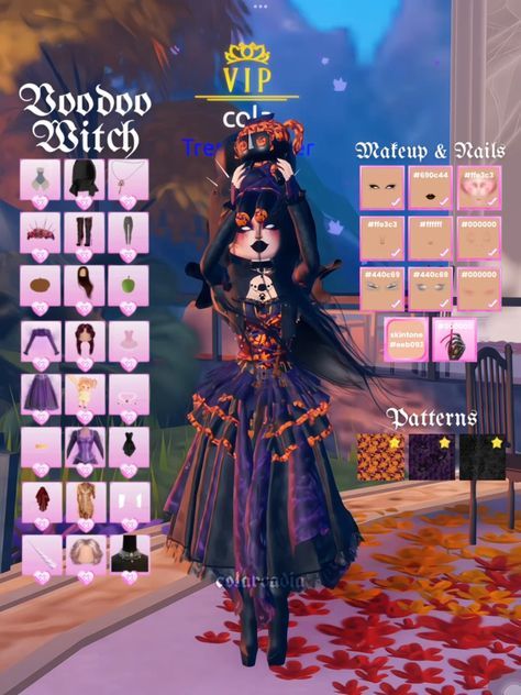 #dresstoimpress #sims4dresstoimpress #dress #sims4 #roblox Witch Dti Outfits, Witch Outfit Dress To Impress, Royale High Halloween Outfits, Voodoo Witch, Make Outfits, Outfit Hacks, Clothes For Dolls, Custom Makeup, Dti Hacks