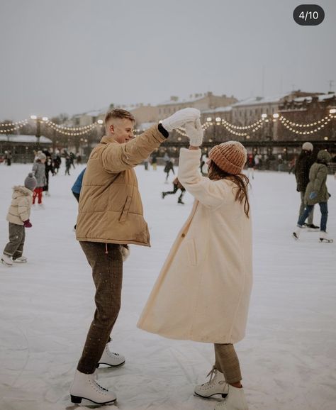 Couples Ice Skating Photoshoot, Ice Skating Engagement Photos, Ice Skating Couple Aesthetic, Ice Skating Couple Pics, Ice Skating Photoshoot, Christmas Vancouver, Ice Skating Pictures, Couple Winter, Christmas Couple Photos