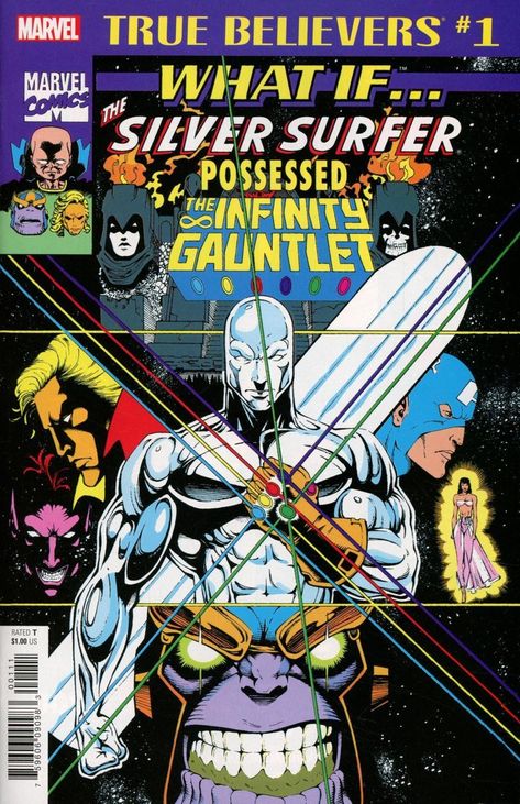 True Believers: What If the Silver Surfer Possessed the Infinity Gauntlet #1 - ...What If the Silver Surfer Possessed the Infinity Gauntlet? What If Marvel, Space Portal, Silver Surfer Comic, The Infinity Gauntlet, Marvel Comics Covers, Infinity Gauntlet, Comic Manga, Marvel Comic Character, Marvel Comic Books