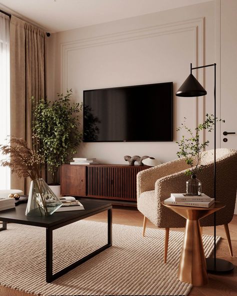 Condo Living Room, Mid Century Interior, Japandi Living, Apartment Living Room Design, Mid Century Modern Living, Living Room Design Inspiration, Female Artist, Mid Century Modern Living Room, Home Design Living Room